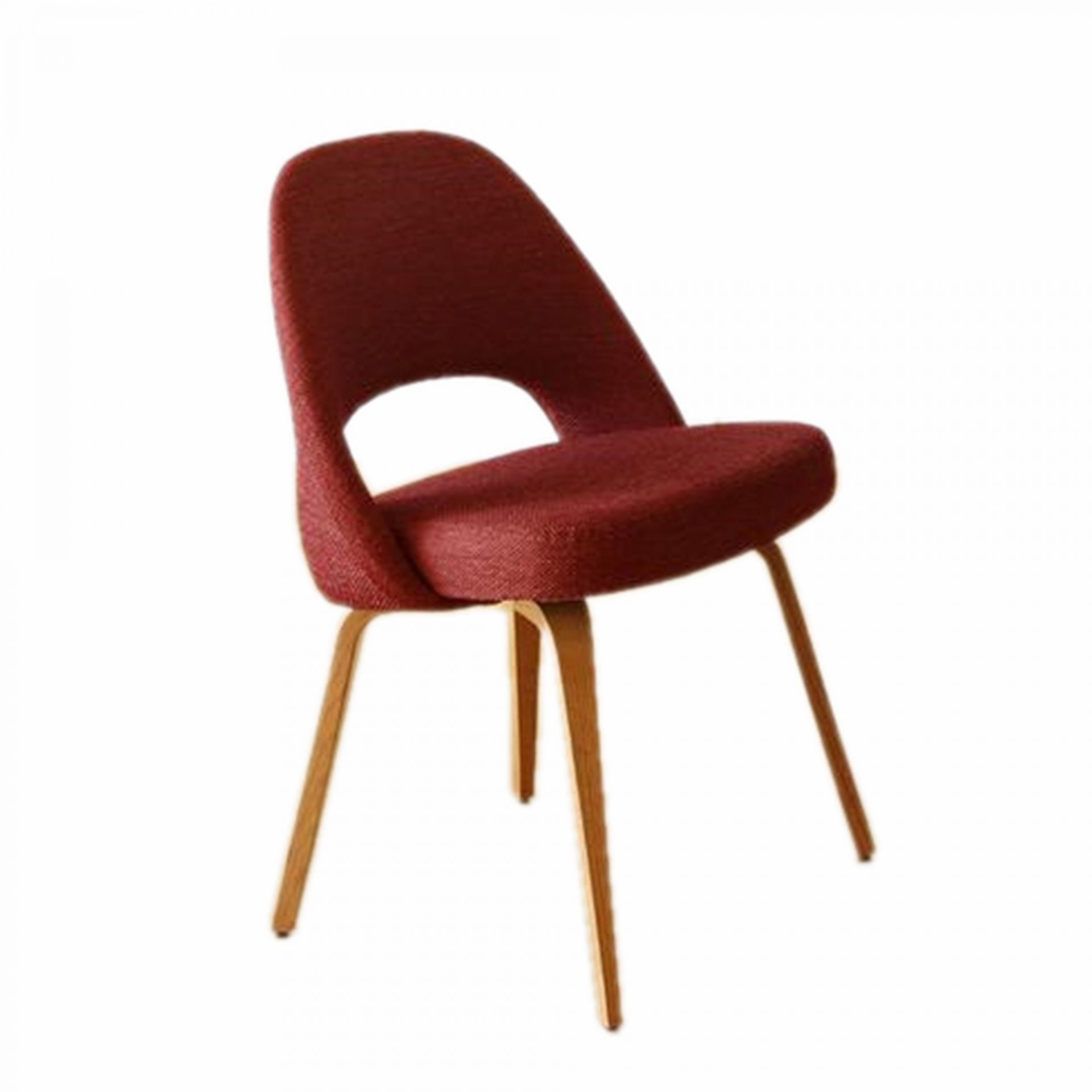 Saarinen Conference Chair von Knoll International, roter Konferenzstuhl mit Holzbeinen für Büro und Besprechung.