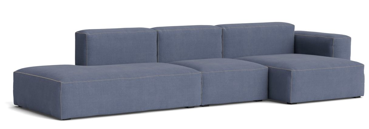 Blaues Mags Soft Sofa 3-Sitzer von Hay mit niedriger Armlehne rechts, modernes Design Sofa.