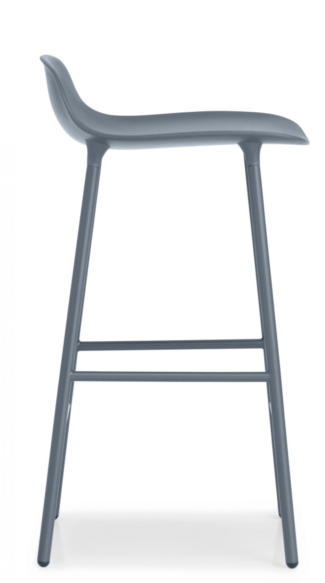 Form Barhocker von Normann Copenhagen, Stahl, Höhe 65 cm, modernes Design, grauer Sitz und Gestell.