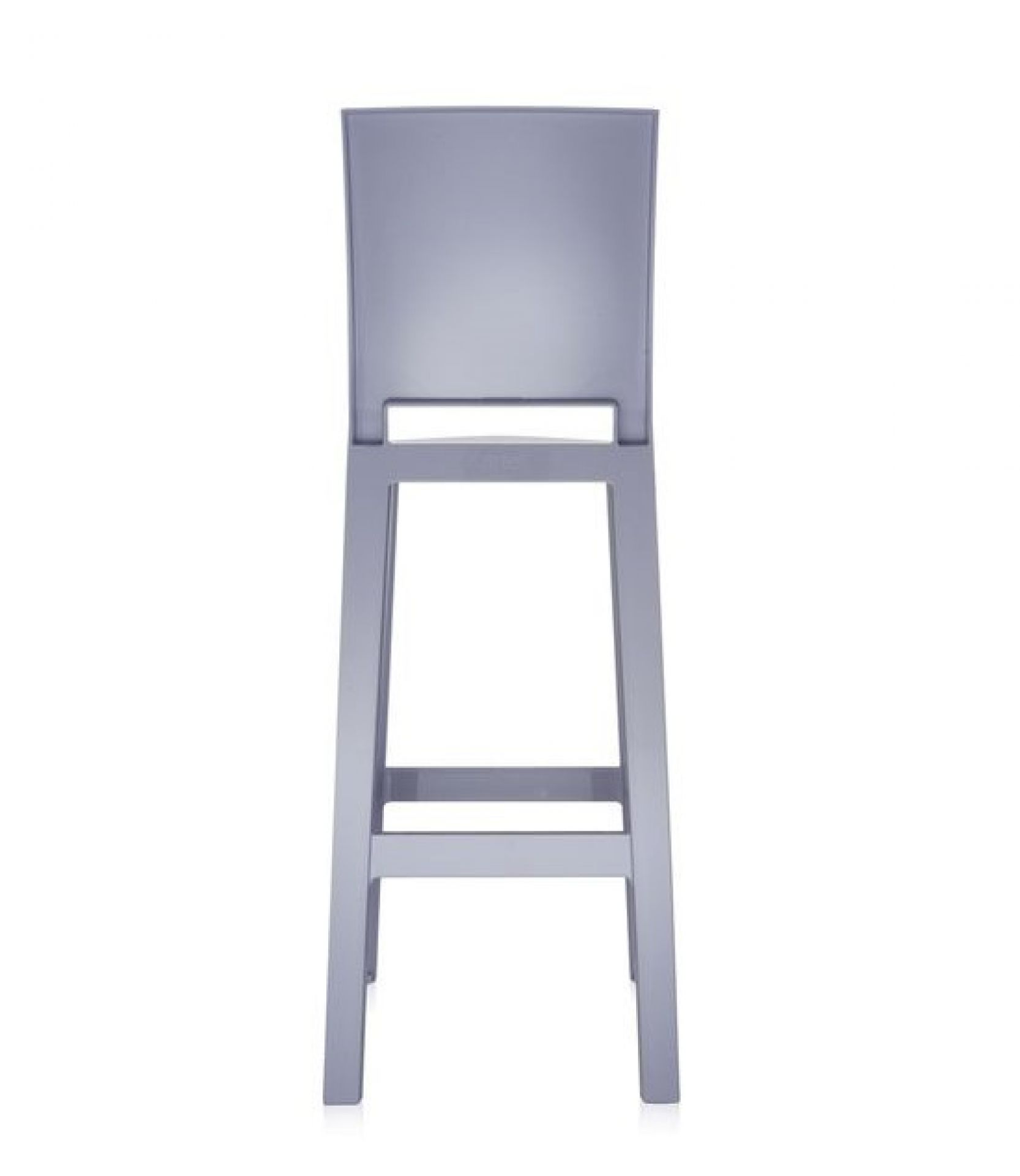 One More Barhocker von Kartell, grauer Design-Hocker aus Kunststoff, moderne Barstuhl-Ansicht von vorne.