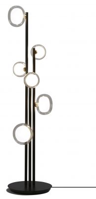Nabila Stehleuchte von Tooy: Moderne Stehlampe mit runden Glaskugeln und schwarzem Metallgestell.