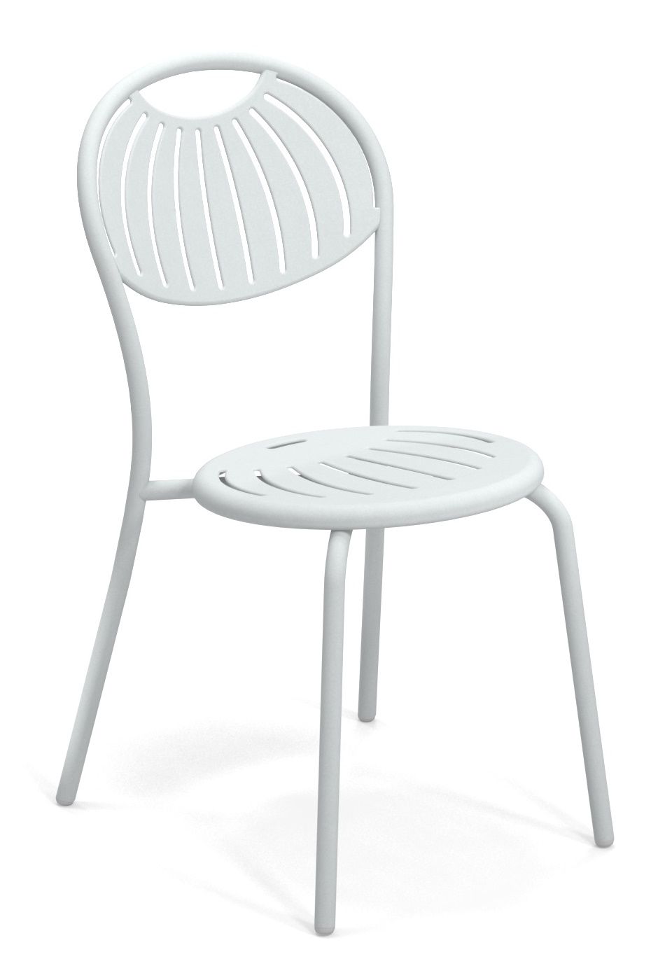 Weißer Coupole Stuhl von Emu für den Außenbereich, moderner Gartenstuhl mit filigranem Design.