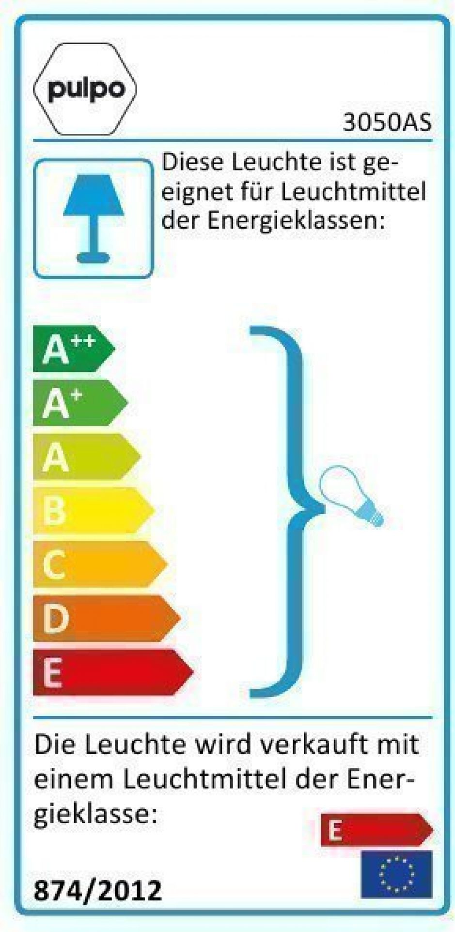 Energieeffizienzlabel der Oda Medium Stehleuchte von Pulpo, mit Energieklasse E.