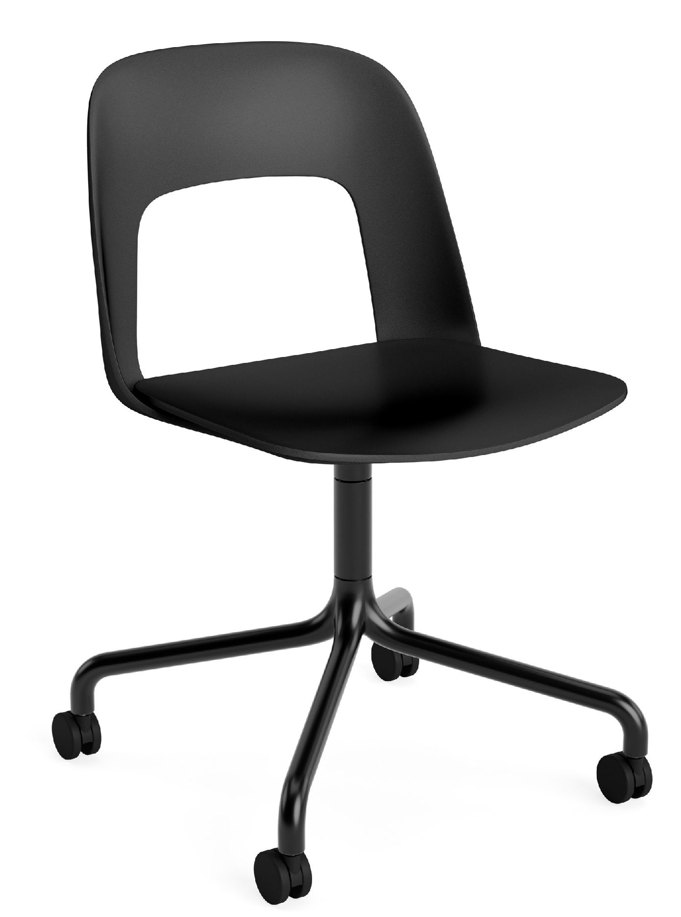 Lay-out Side Chair 161, draaistoel met vier poten van Hay