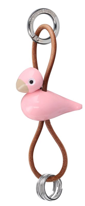 Vogel Rosa sleutelhanger van zilverkleurig metaal met natuurlijk leer van Kay Bojesen