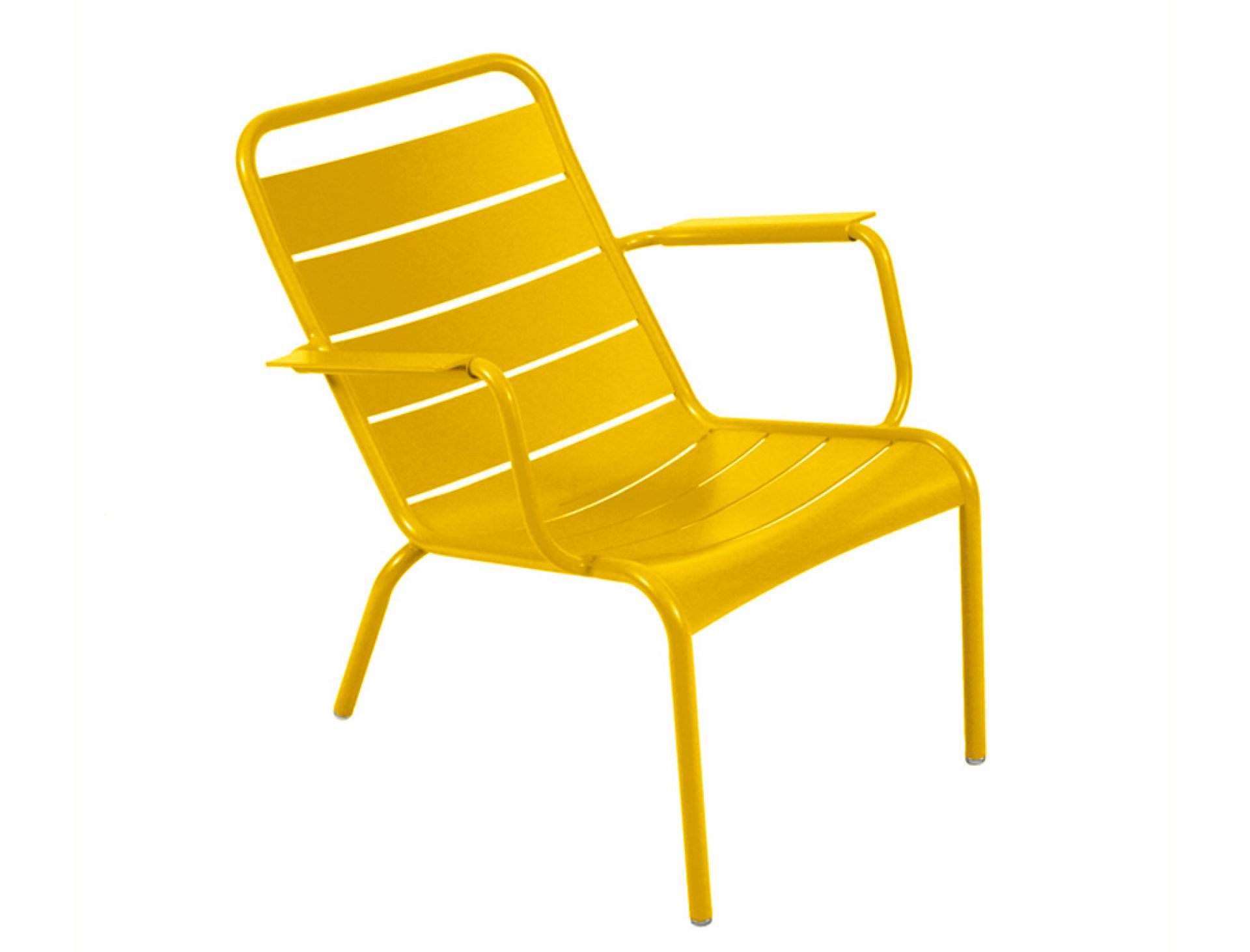 Gelber Luxembourg Sessel von Fermob, ein moderner Outdoor Sessel aus Metall für Garten und Terrasse.