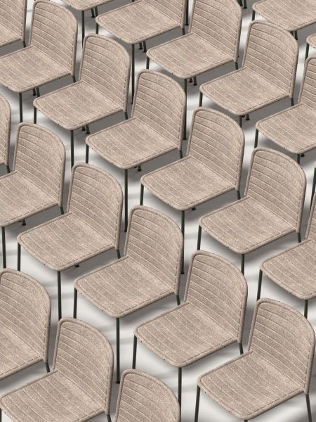 Flax Stacker Chair: Beige Stoffstühle mit minimalistischem Design, ideal für Büro und Wartebereich.