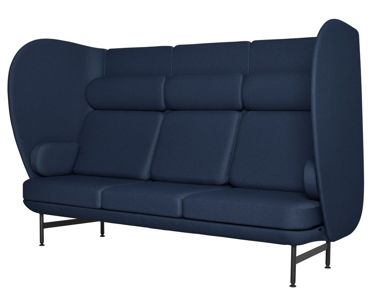 JH1003 Plenum Sofa von Fritz Hansen, blaues 3-Sitzer Sofa mit hoher Rückenlehne und Armlehnen.