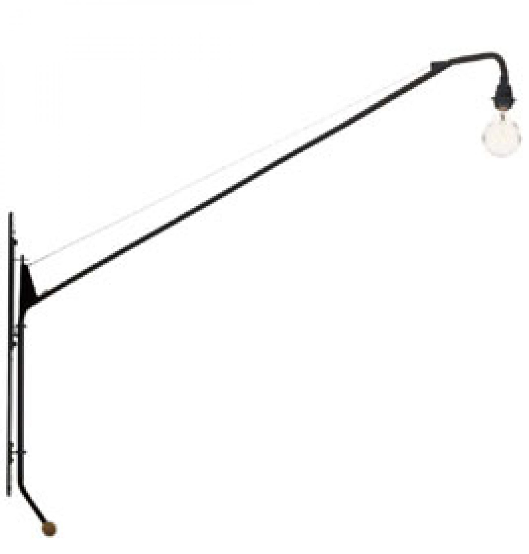 Schwarze Potence Wandleuchte von Vitra: Designklassiker mit langem Arm und Glühbirne für Wohnzimmer.