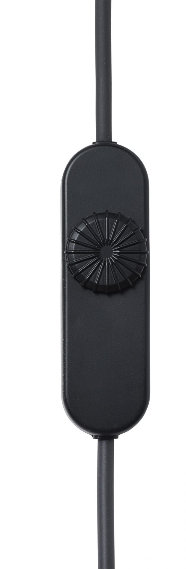 Detailaufnahme des schwarzen Dimmers der Muuto Rime Wall Lampe, zur Steuerung der Helligkeit der modernen Wandleuchte.