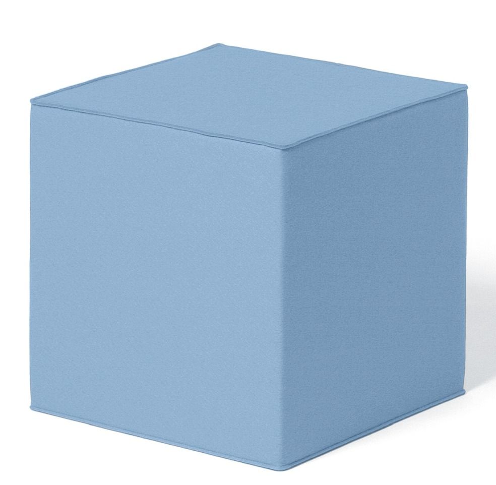 Blauer Quart Sitzwürfel von HEY-SIGN by BWF Group, moderner Hocker und Sitzmöbel aus Filz.