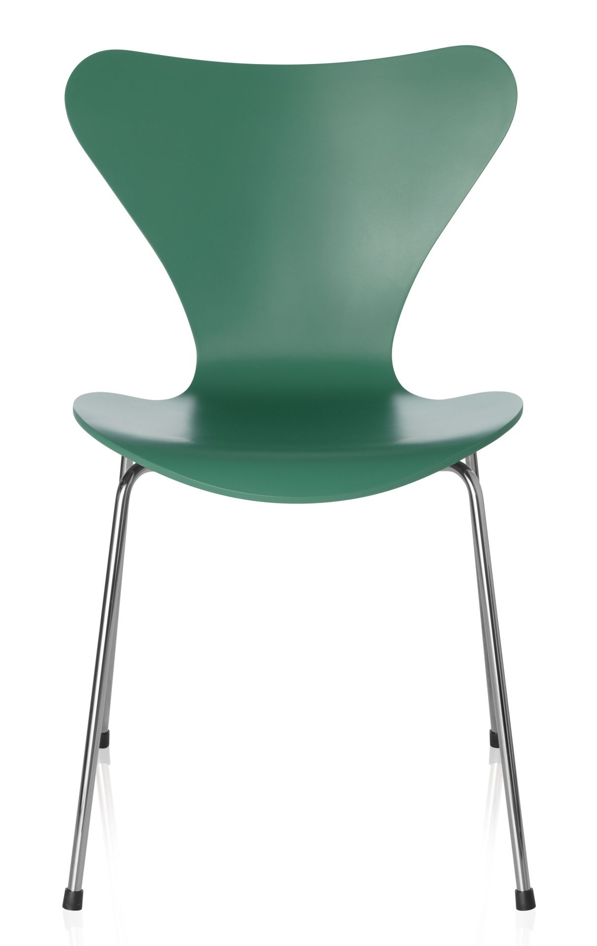 Grüner Fritz Hansen Serie 7 Stuhl 3107 mit Chromgestell, moderner Designklassiker für Esszimmer und Büro.