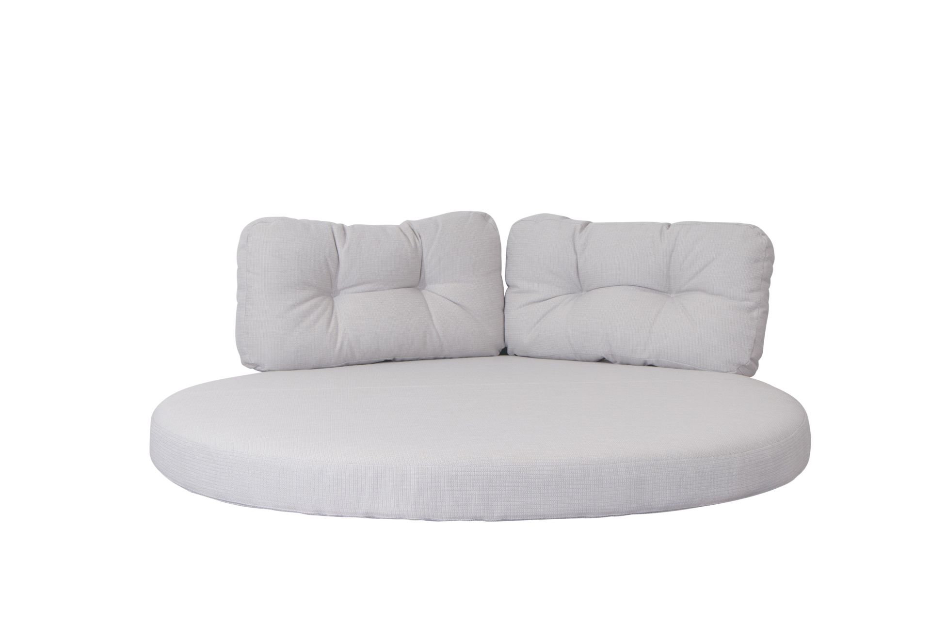 Ocean Outdoor Polsterset in Weißgrau für Cane-Line Daybed: Runde Sitzfläche mit zwei Rückenkissen.