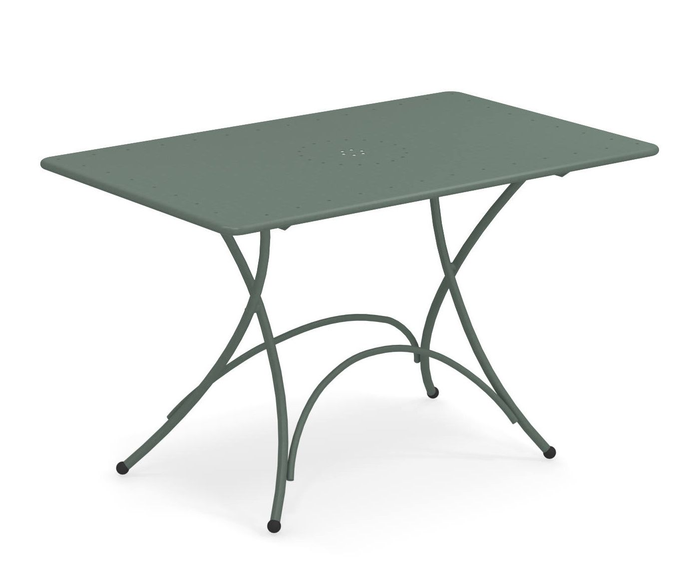 Pigalle Klapptisch Outdoor von Emu, rechteckig, aus Metall in Salbeigrün, für Garten und Terrasse.