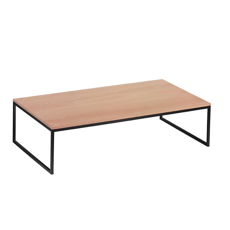 Less H 5/2 Couchtisch Hans Hansen: Rechteckiger Eiche Couchtisch mit schwarzem Metallgestell. Moderner Wohnzimmertisch.
