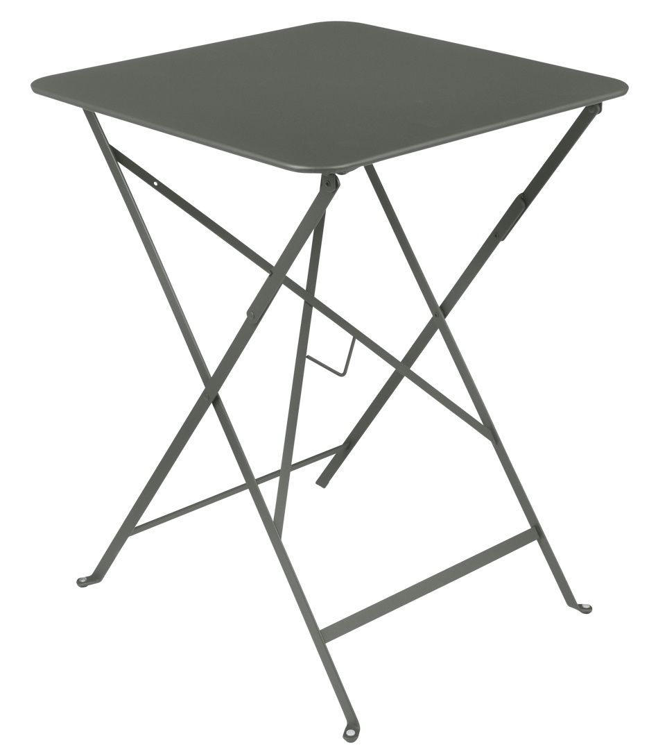 Quadratischer, grauer Bistro+ Tisch von Fermob für den Außenbereich, zusammenklappbar und platzsparend.