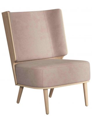 Serena Sessel in Dusty Rose mit Eiche Gestell. Moderner Lounge Chair für Wohnzimmer.