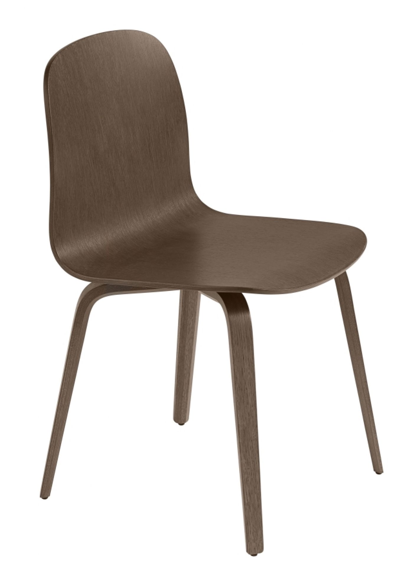 Muuto Visu Chair mit Holzgestell, brauner Holzstuhl für Esszimmer und Wohnbereich.