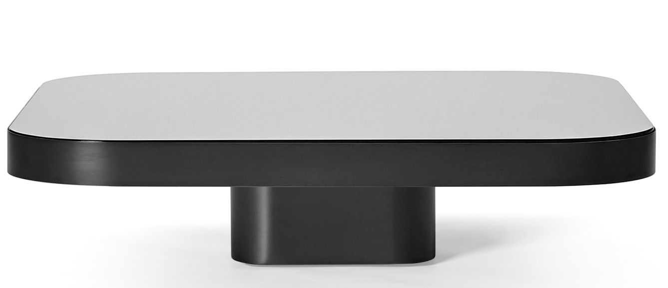 Bow Coffee Table von ClassiCon, moderner Couchtisch mit weißer Tischplatte und schwarzem Untergestell.