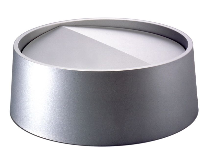 Silberner, runder Rexite Papierkorb/Schirmständer mit kegelförmigem Deckel, ideal für Büro und Zuhause.
