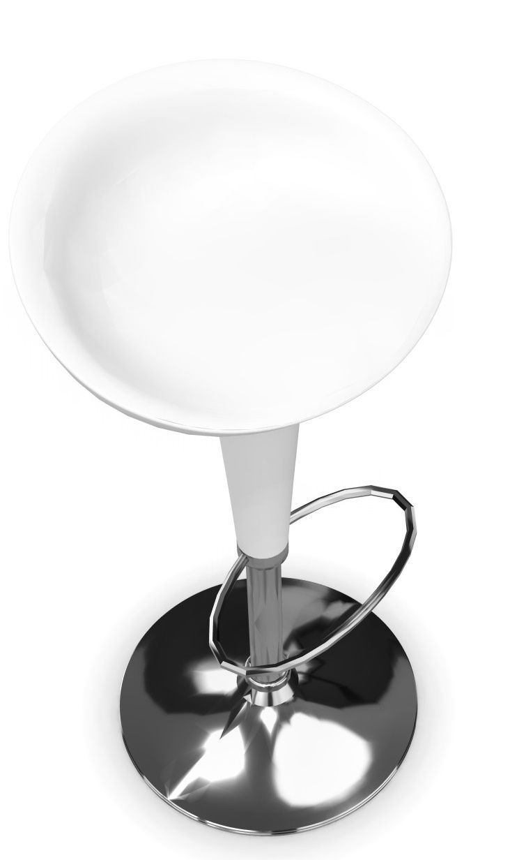 Weißer Bombo Stool Barhocker von Magis, höhenverstellbar mit Fußstütze und Chromfuß.