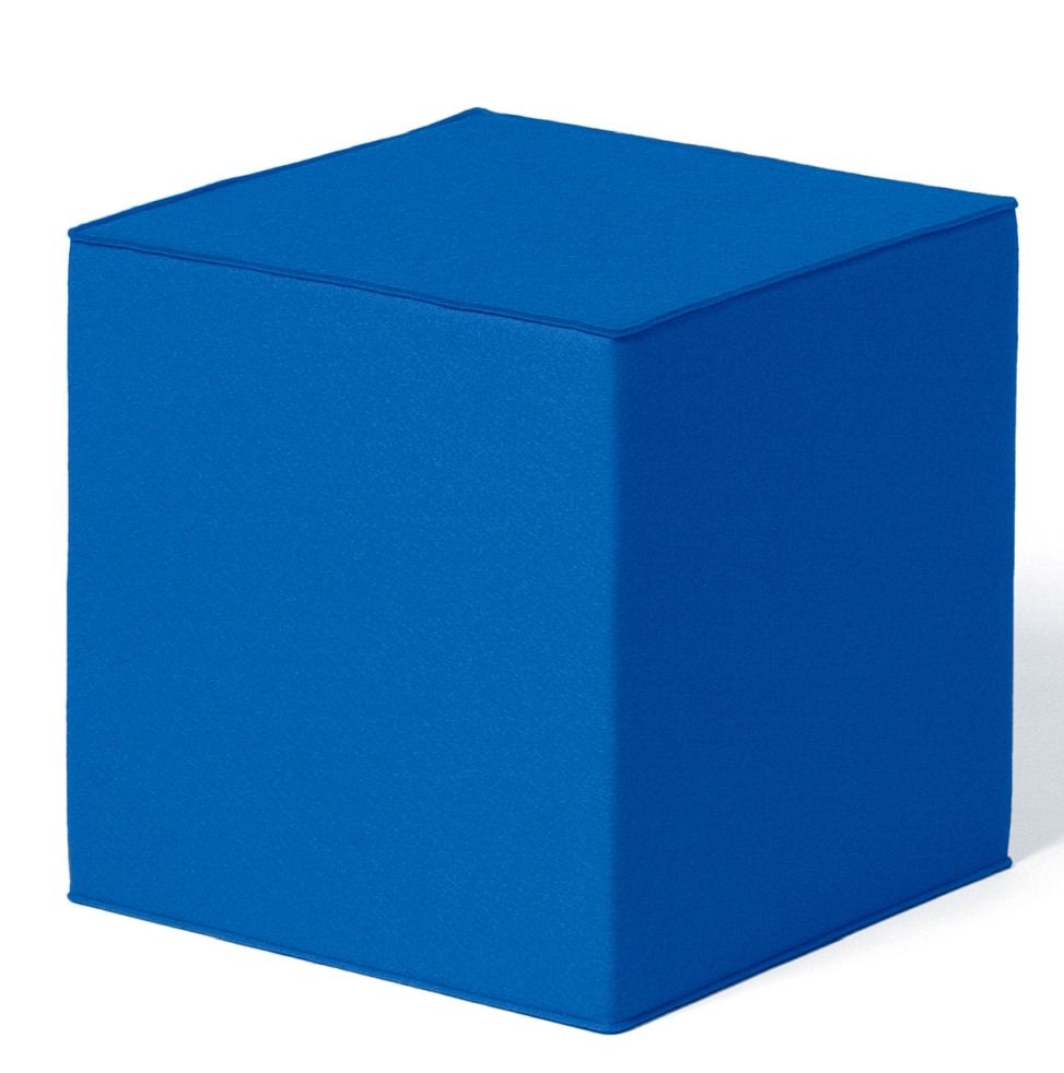 Blauer Quart Sitzwürfel von HEY-SIGN by BWF Group, moderner Hocker und Sitzmöbel für Wohnraum.