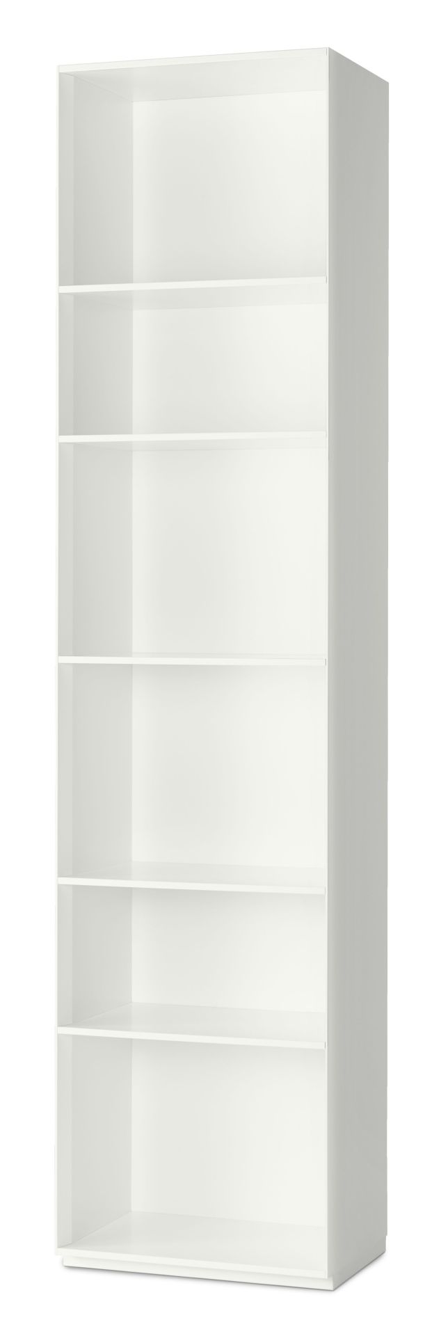 Weißes Nex Pur Regal von Piure mit sechs offenen Fächern für Wohnzimmer oder Büro.
