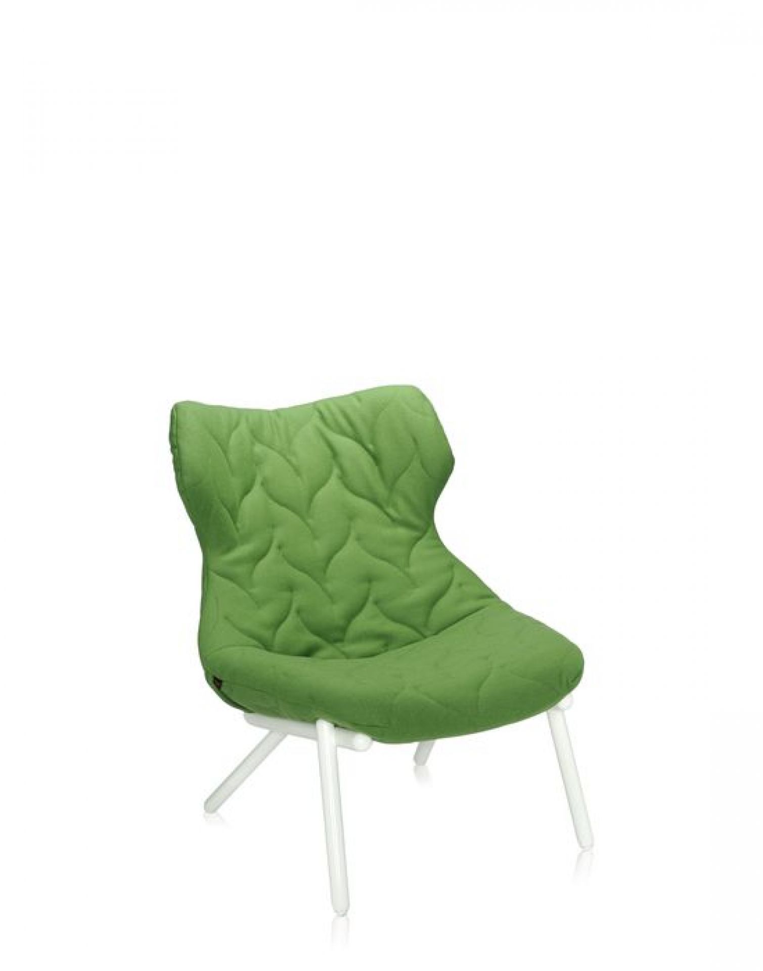 Grüner Foliage Sessel von Kartell mit Blattmuster und weißen Beinen, moderner Design Stuhl.