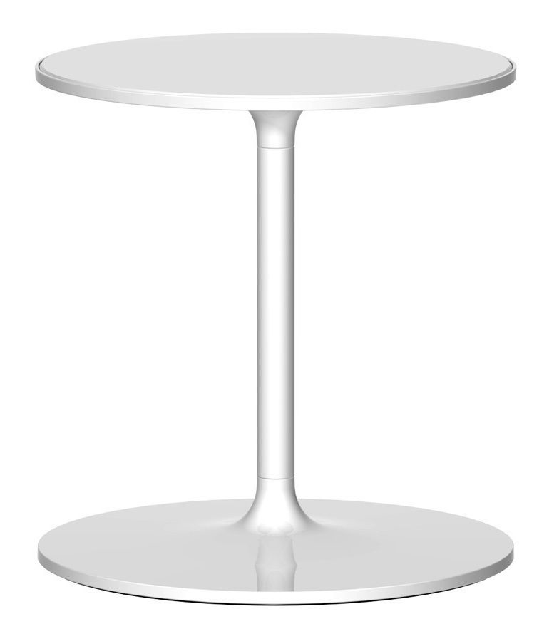 Weißer Poppy Beistelltisch von Rexite mit runder Tischplatte und Fuß, modernes Design für Wohnzimmer.