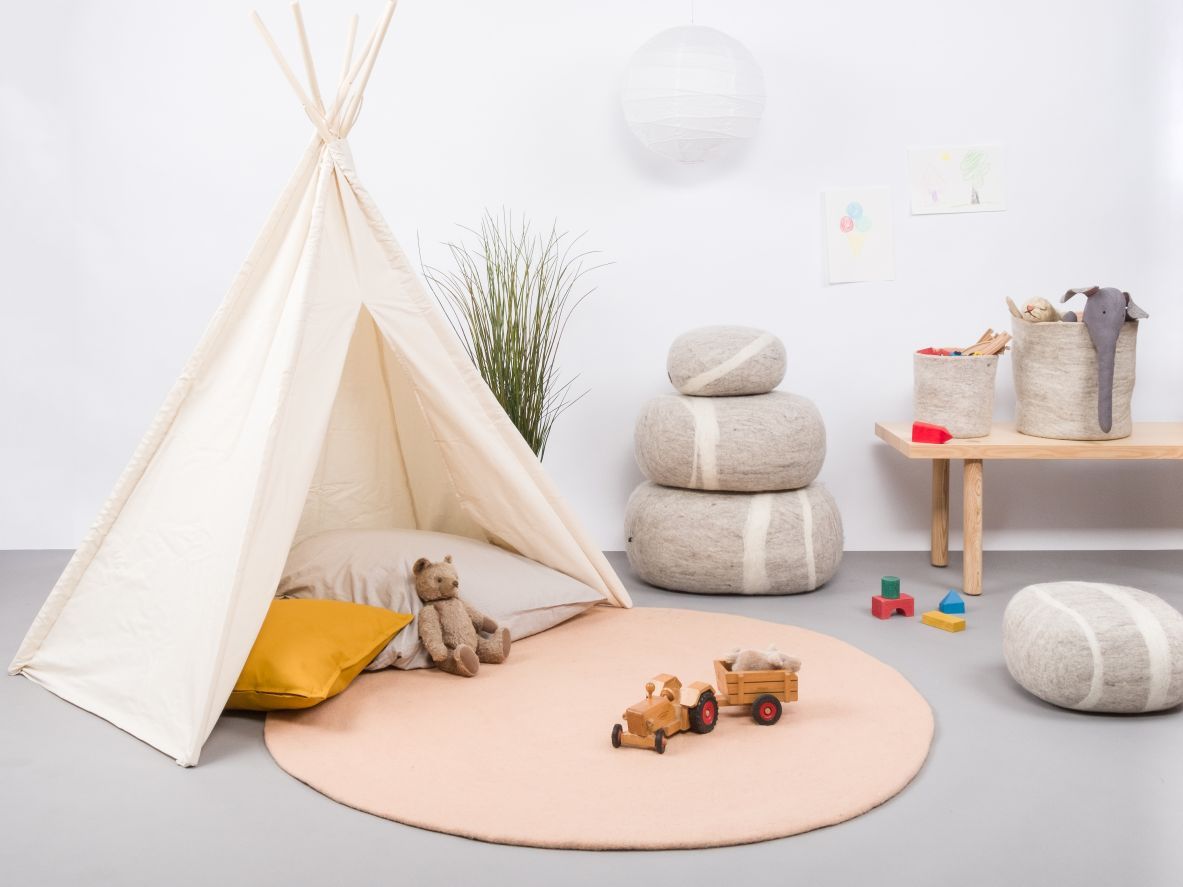 Mono rond vilten tapijt Ø 160 cm myfelt  Merle (roze)