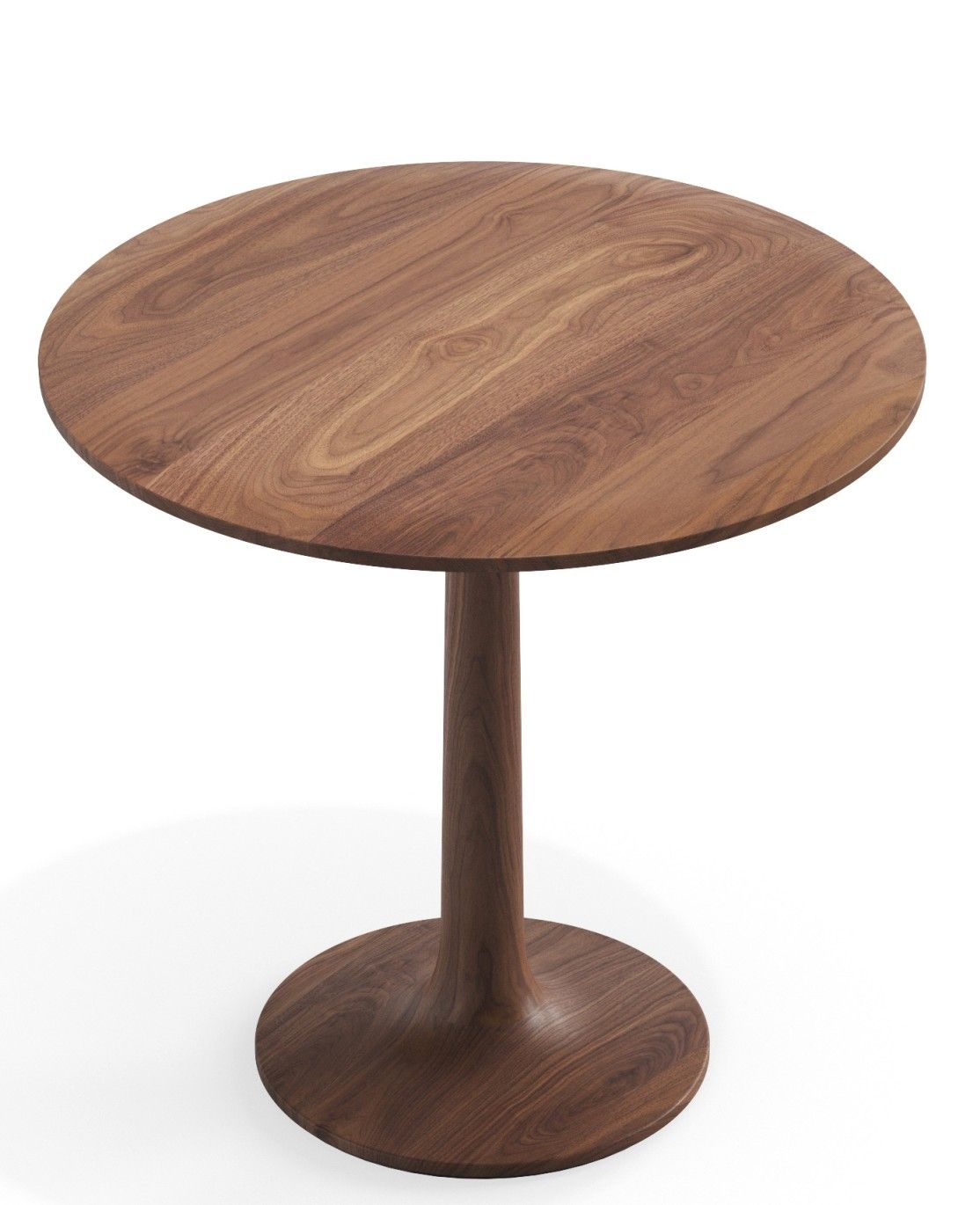Turntable Couch Beistelltisch Zeitraum aus Walnussholz, runder Holztisch mit einzigartigem Design für Wohnzimmer.