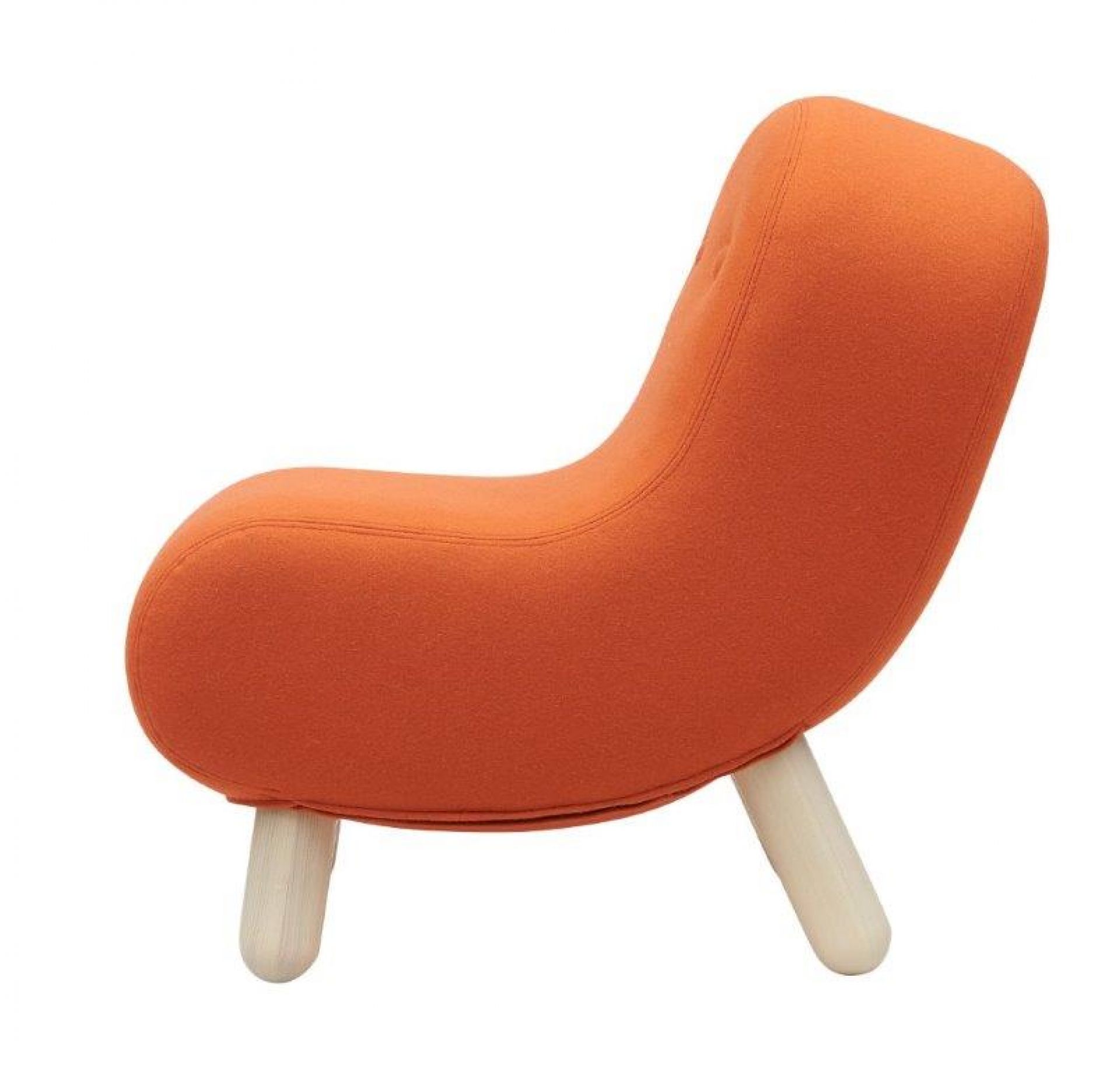 Oranger Bob Sessel Softline mit Holzfüßen, moderner Lounge Sessel für Wohnzimmer und Büro.