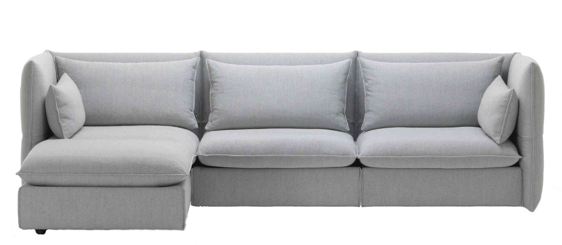 Graues Mariposa Sofa Eckmodul von Vitra mit weichen Kissen für Wohnzimmer und Lounge.