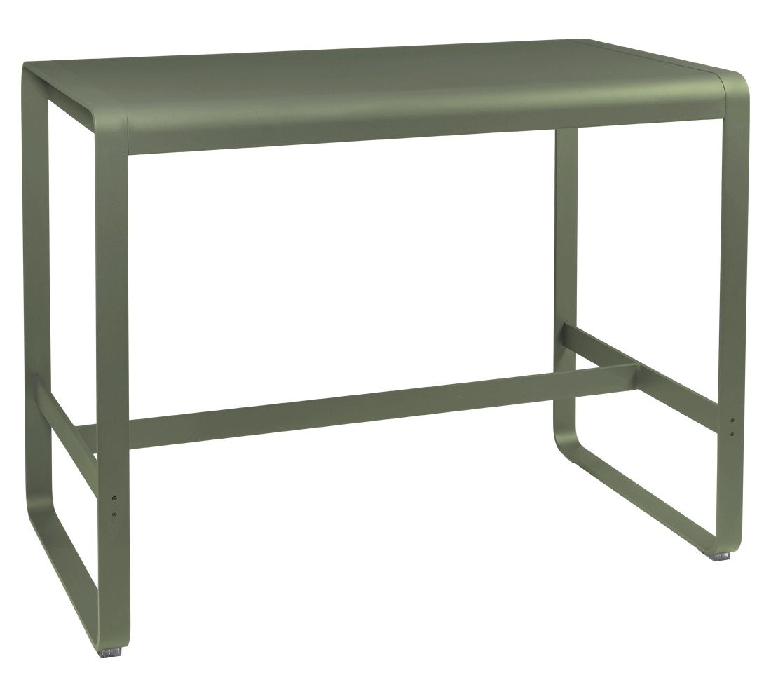 Bellevie hoher Tisch von Fermob für den Außenbereich, aus Metall in Moosgrün.