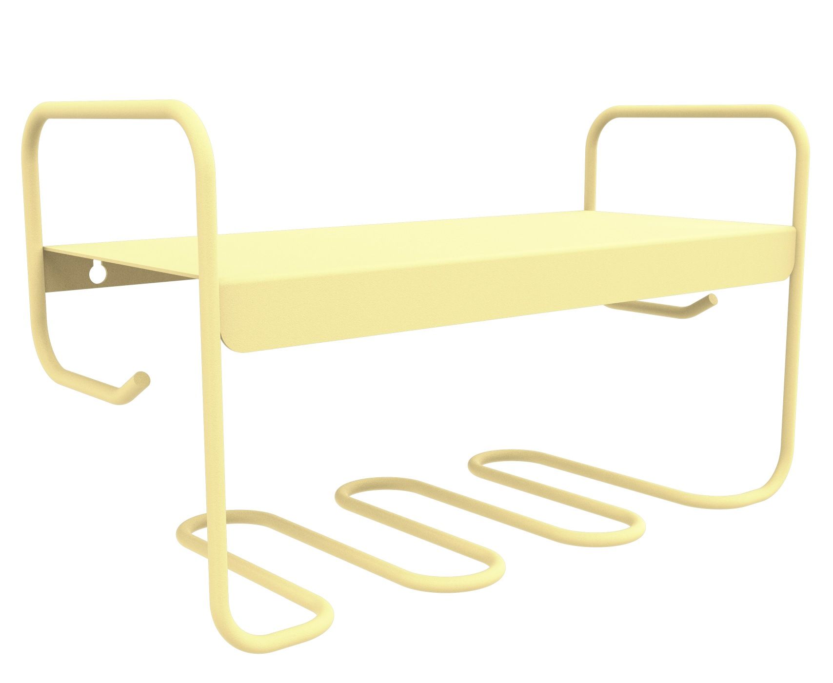 Gelbes Picolino Wandregal von Fermob für drinnen und draußen, modernes Design mit Ablagefläche und Haken.