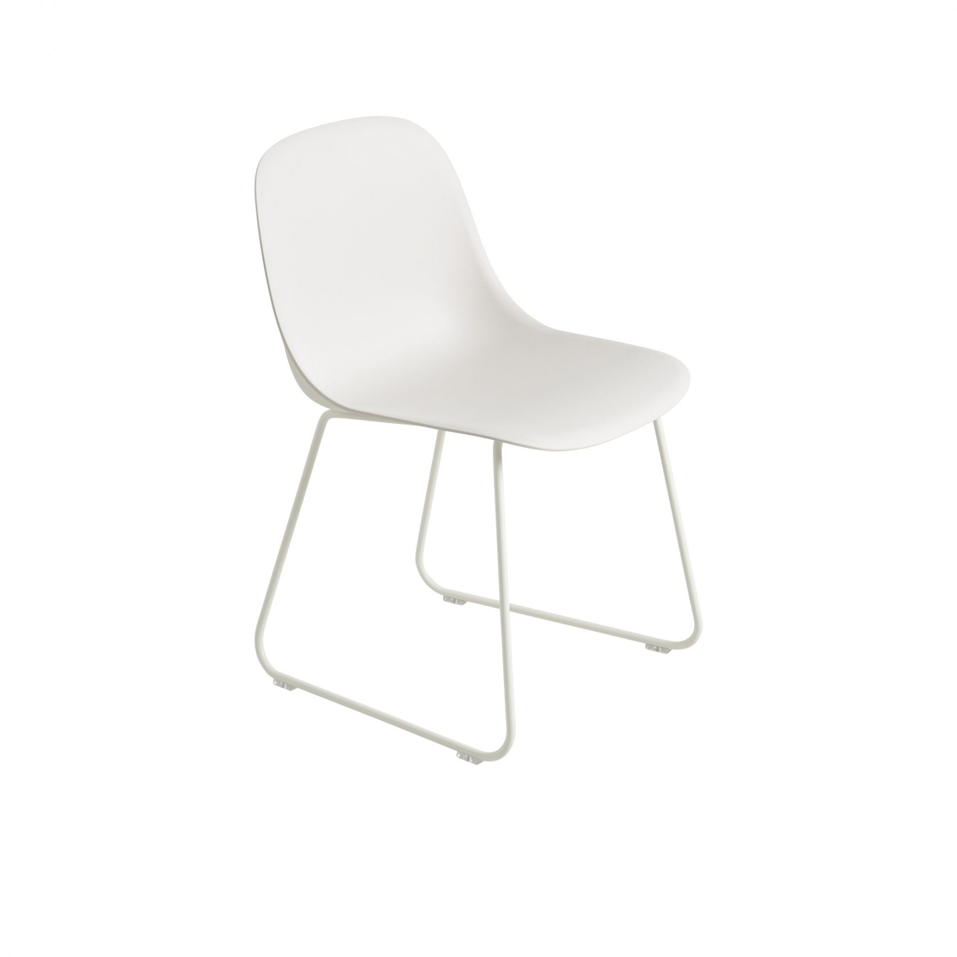 Weißer Fiber Side Chair von Muuto mit Kufengestell, moderner Stuhl für Esszimmer und Büro.