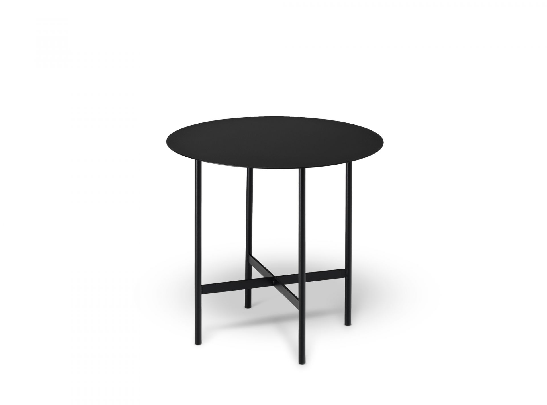 BETA Beistelltisch von Müller Möbelfabrikation, kleiner runder Couchtisch in tiefschwarz.