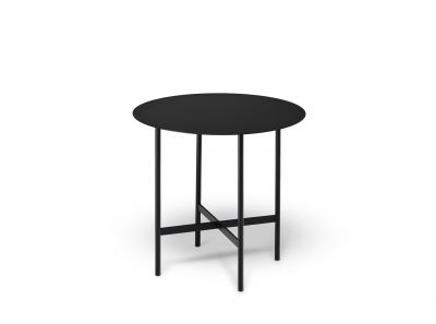BETA Beistelltisch von Müller Möbelfabrikation, kleiner runder Couchtisch in tiefschwarz.