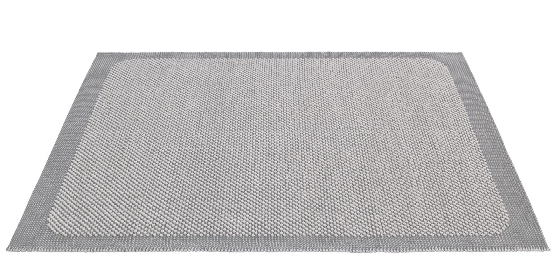 Grauer Muuto Pebble Rug Teppich mit strukturierter Oberfläche für Wohnzimmer und Schlafzimmer.