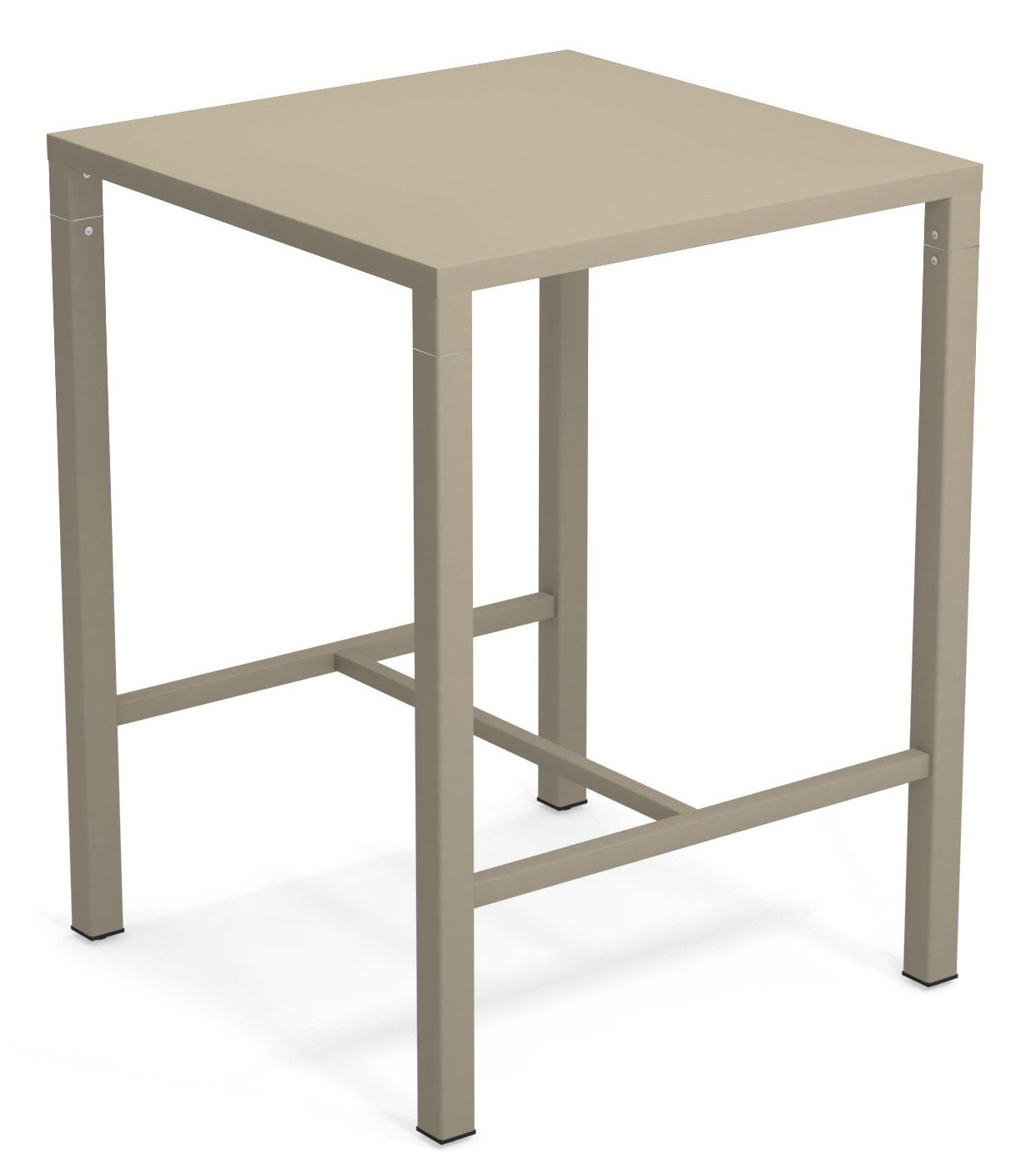 Quadratischer Nova Hochtisch Outdoor von Emu in Taupe, ideal für Garten, Terrasse und Balkon.