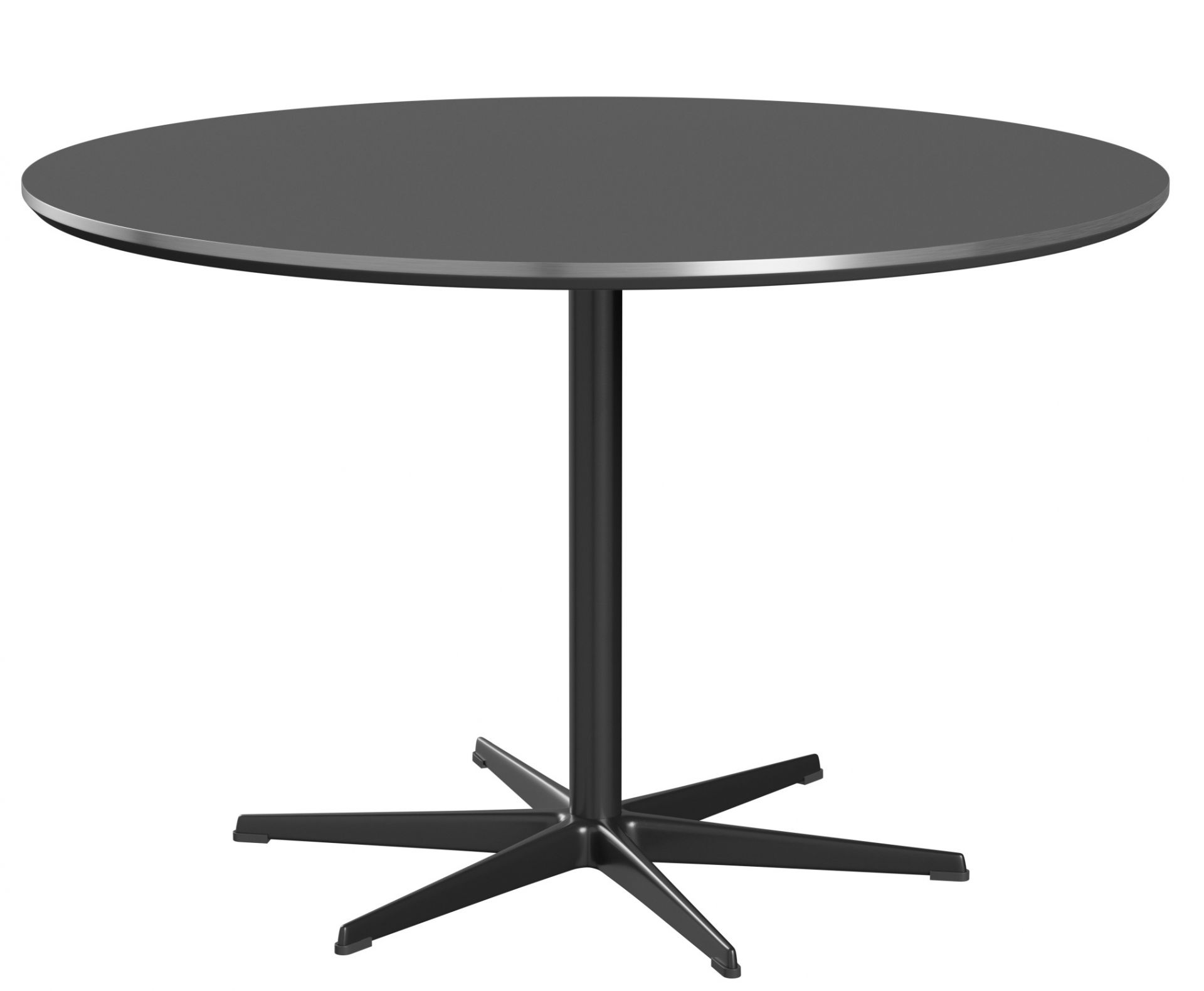 Zirkular Tisch von Fritz Hansen, runder Esstisch in Anthrazit mit Sternfuß für Esszimmer.