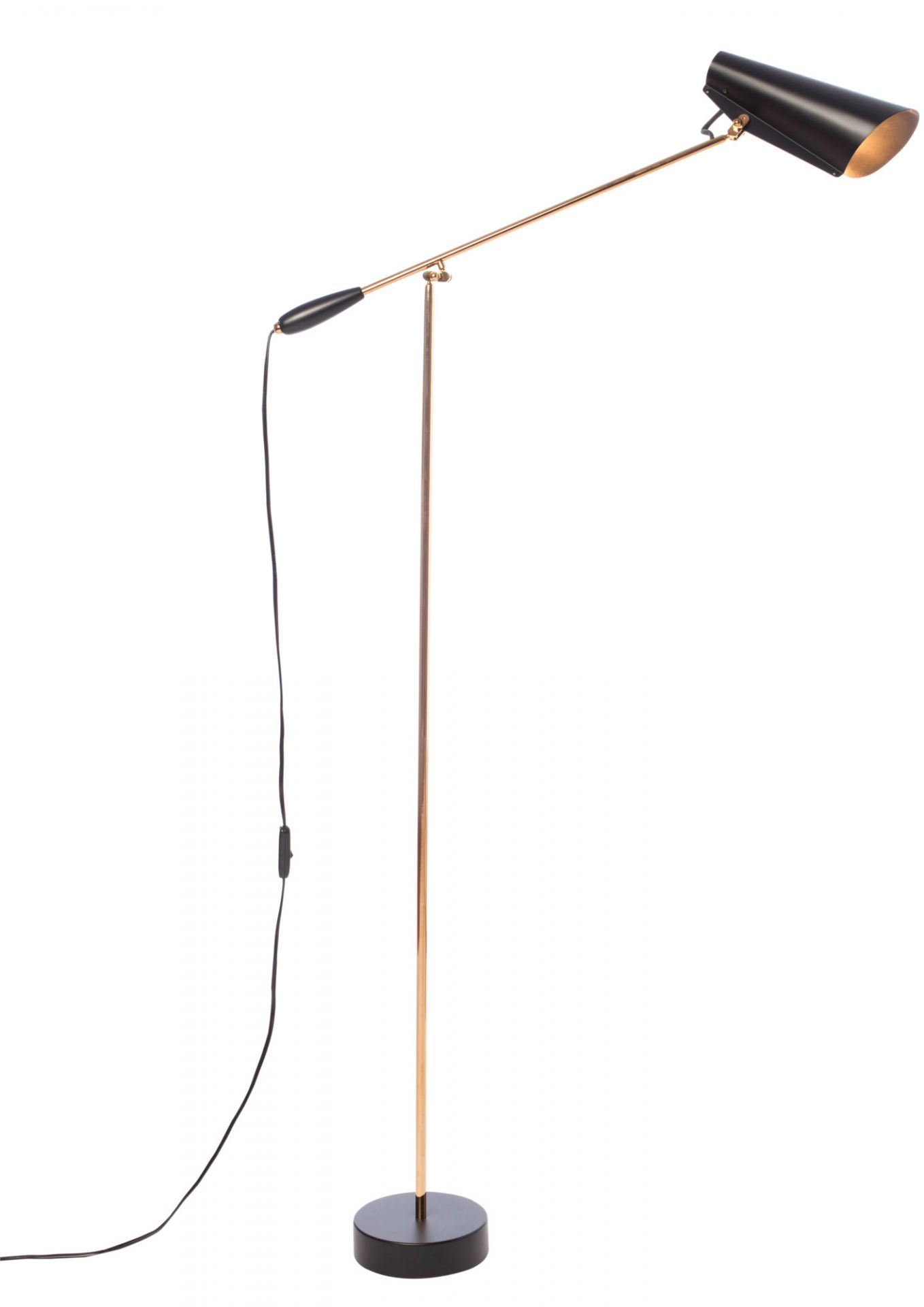 Birdy Stehleuchte von Northern, moderne Bodenleuchte in Schwarz und Gold für Wohnzimmer und Büro.