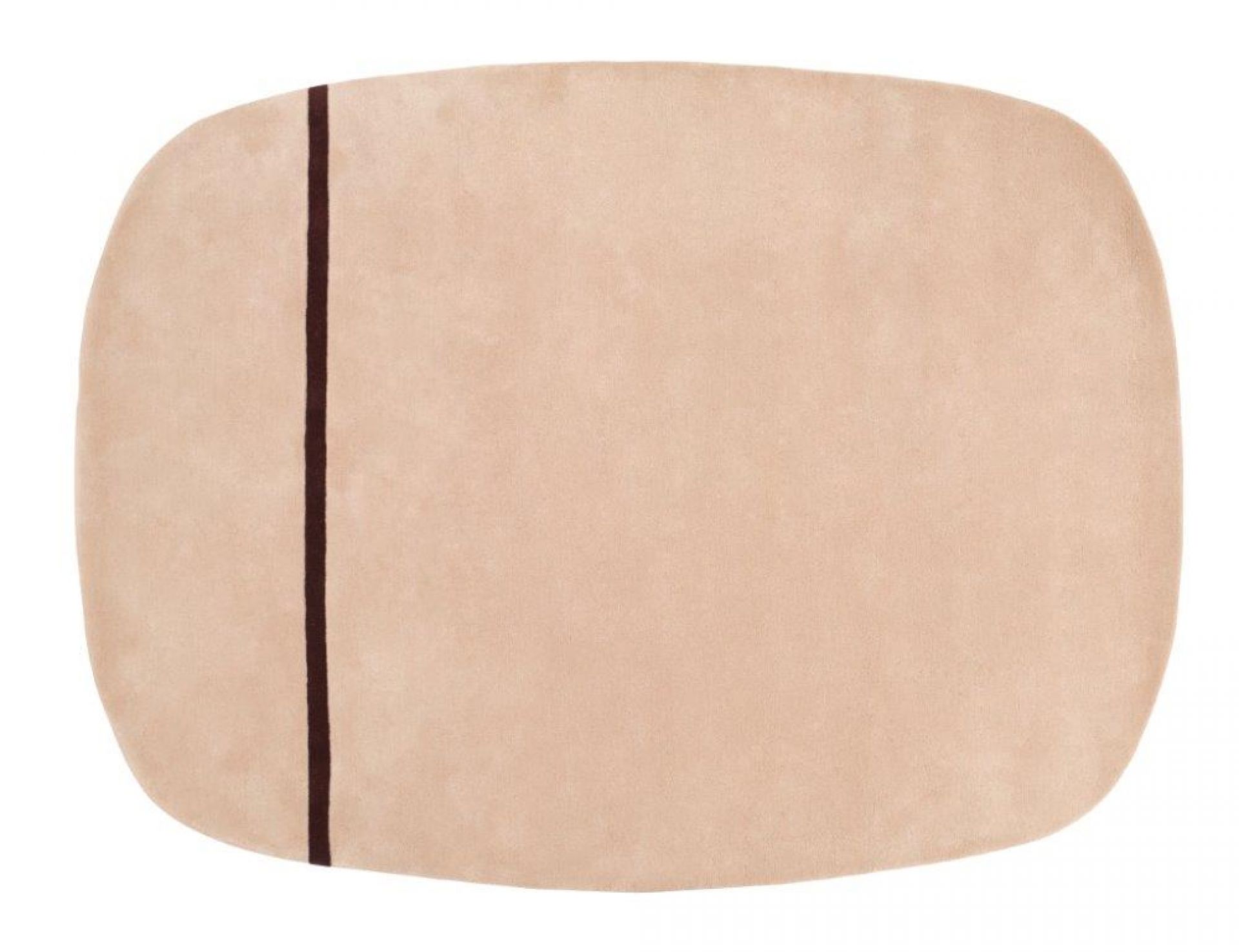 Oona Teppich von Normann Copenhagen, rechteckig, beige mit braunem Streifen, moderner Teppich für Wohnzimmer.
