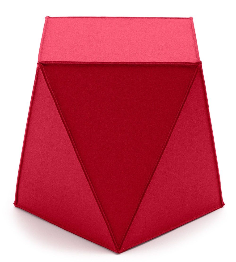Roter, moderner Hocker Brilli von HEY-SIGN by BWF Group aus Filz, Ansicht von oben.