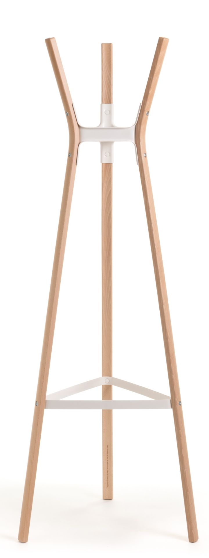 Magis Steelwood Garderobenständer aus hellem Holz und weißem Metall, modernes Design für Flur und Büro.
