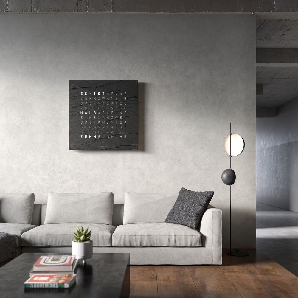 Earth 90 Creator's Edition wandklok / Tijdsobject Duits QLOCKTWO