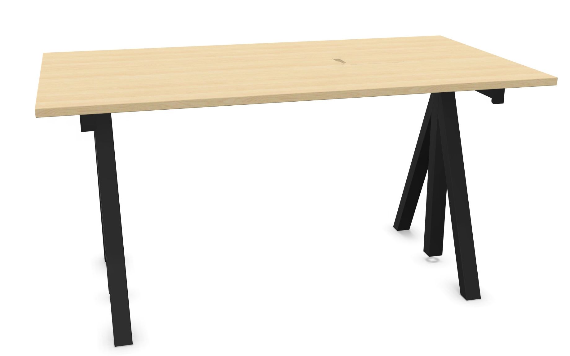 Wordesk Table Schreibtisch von String Furniture mit hellem Holz und schwarzen Beinen, modernes Design.