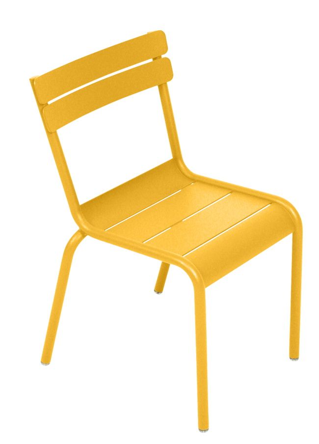 Gelber Luxembourg Kinderstuhl von Fermob für den Garten oder die Terrasse, Outdoor-Möbel aus Metall.