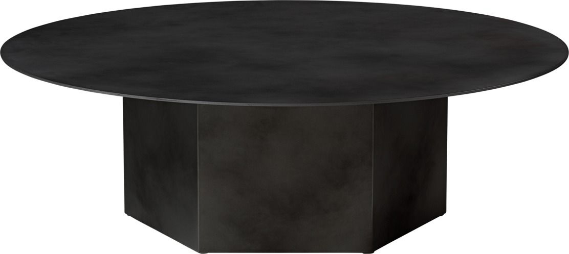 Epic Couchtisch Midnight Black von Gubi, runder Stahl Couchtisch für das Wohnzimmer.