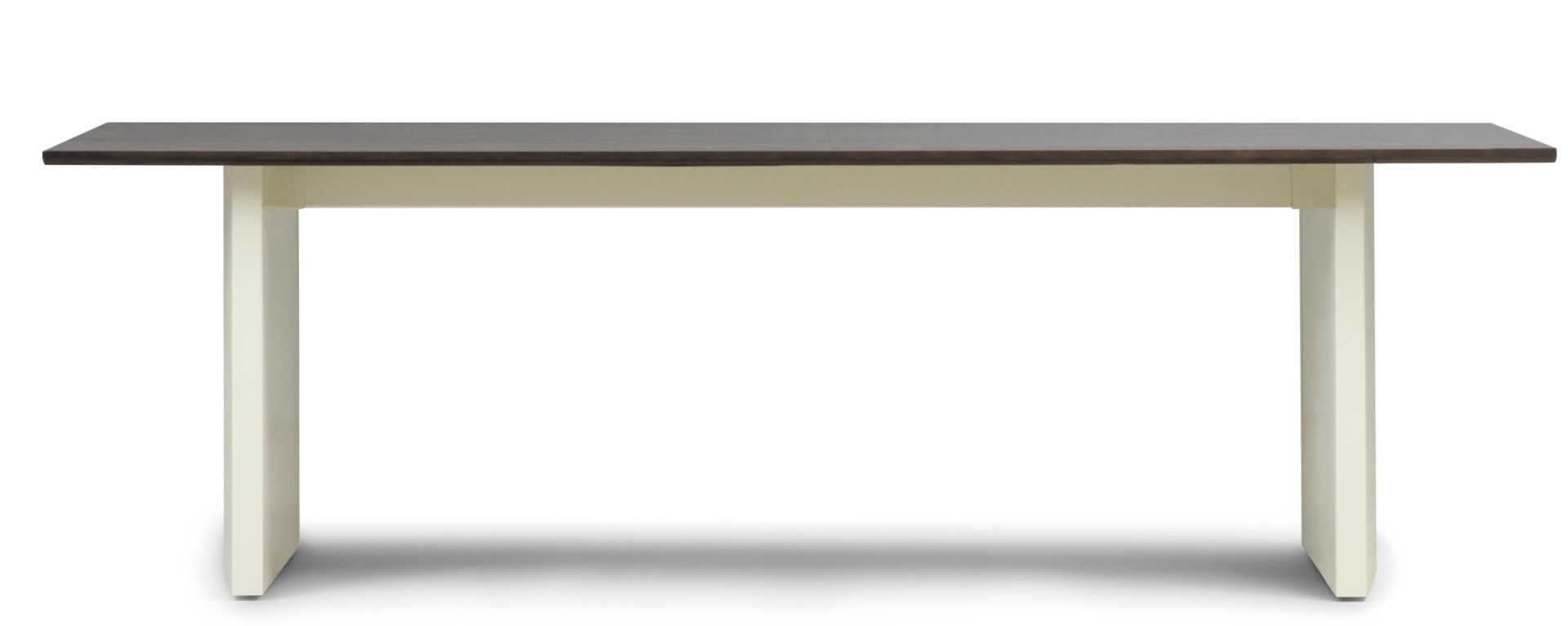 Normann Copenhagen Panel Tisch, Esstisch mit dunkler Tischplatte und hellen Tischbeinen, modernes Design.